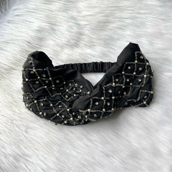 NWT Free People Embellished Turban Headwrap in Festive Black - Picture 13 of 16